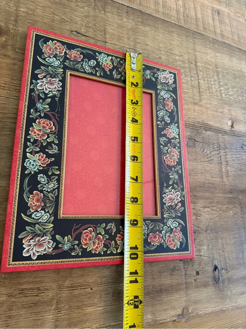 Punch Studio 8x10 Floral Decorative Photo Frame. Easel Back | Red/Black
